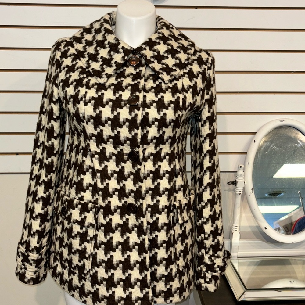 Tulle Black and White Houndstooth Coat
